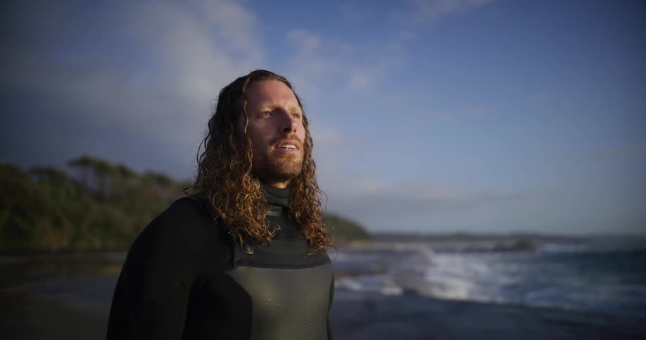 A footage of a man breathing deep