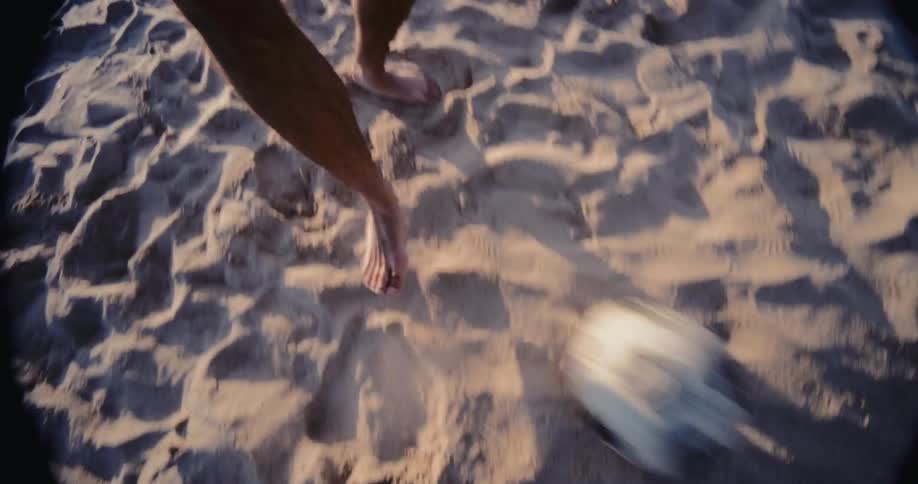 A footage of people playing football