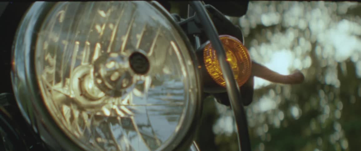 Headlight of a motorcycle lit up