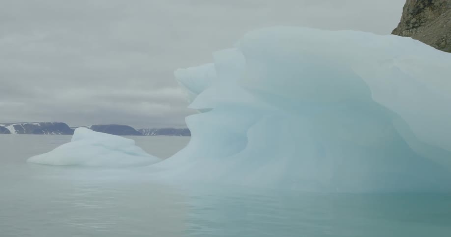 Ice floats on a large body of water