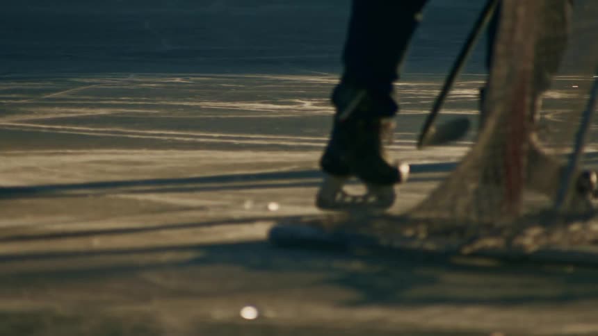 Person with a stick playing ice hockey