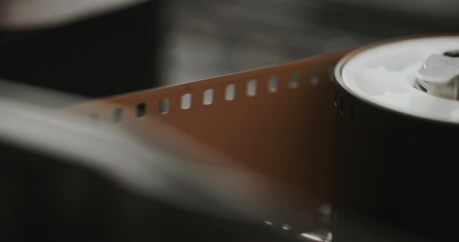 Close up of a vintage device operating a film reel