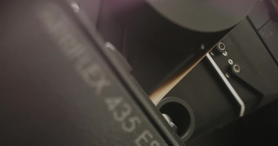 Spools on an arriflex 435 es movie camera rotate
