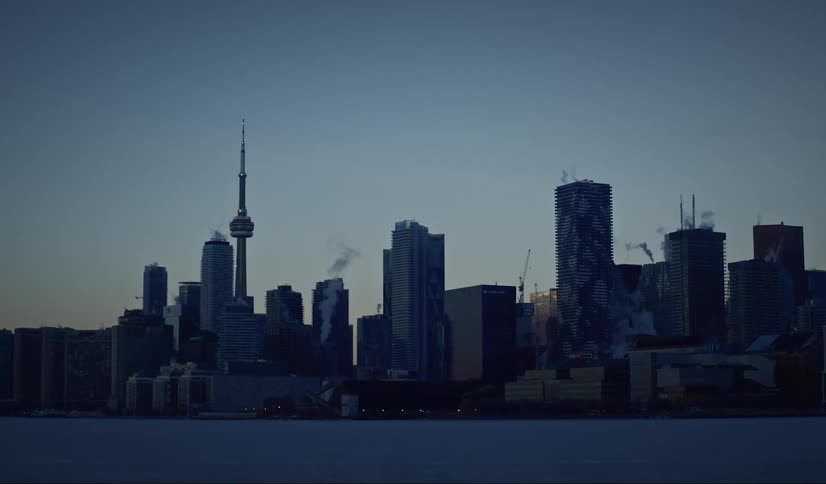 Seaside metropolis at dawn
