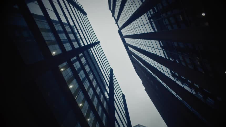 Upward view of modern skyscrapers