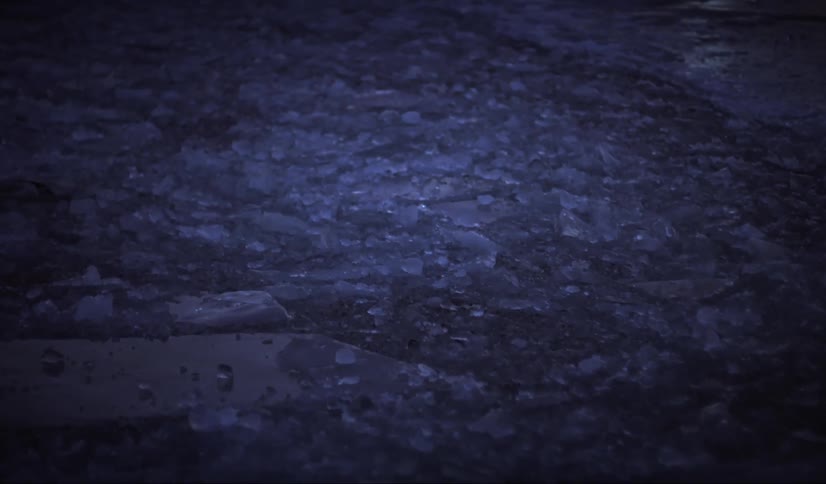 Frozen lake seen at night