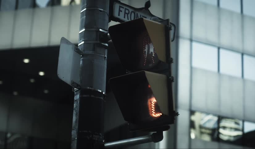 Pedestrian traffic light in operation in the city