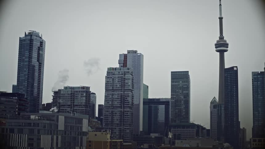 Cn tower and skyscrapers in panorama in a metropolis
