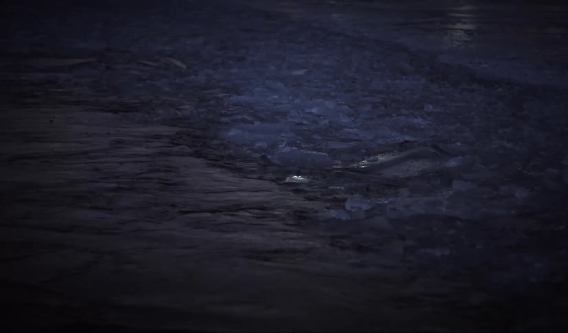 Water flowing through the ice