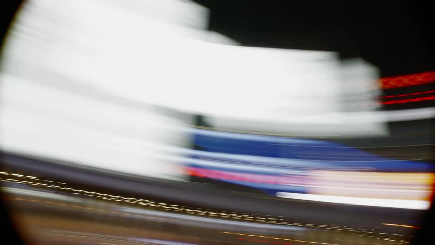 Blurred view of city lights at night