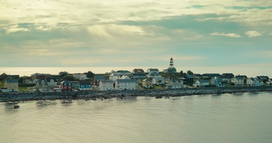 A town is on the small island