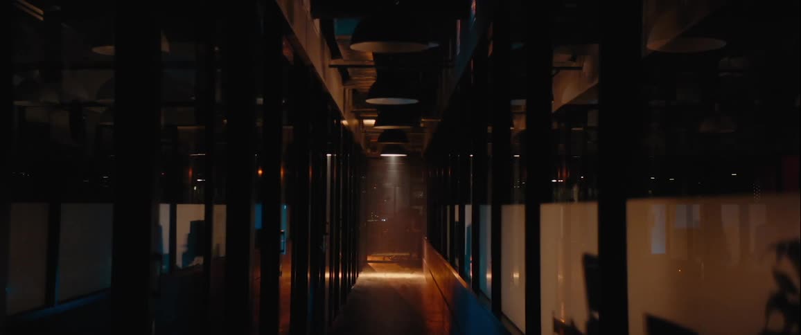 Corridor with dark rooms at night