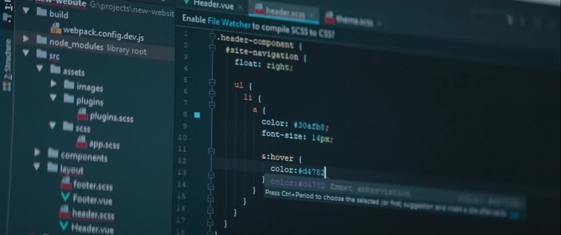 Closeup of a computer screen displaying source code