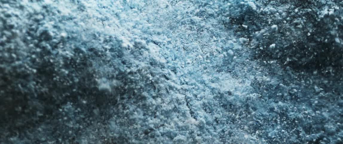 Snow particles spread