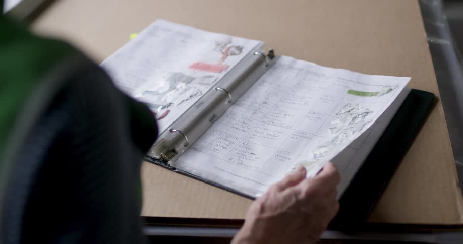 Person leafs through a file on the table