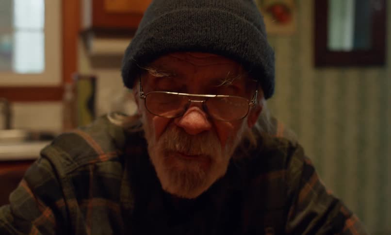 A close up clip of an elderly man