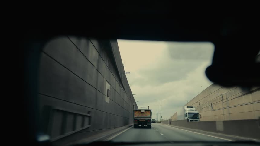 Vehicle crossing an overpass