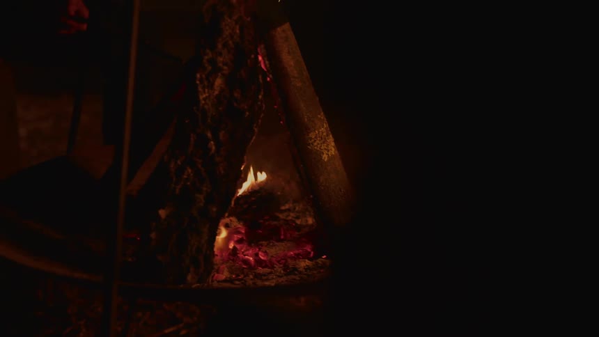 Fire burning at night