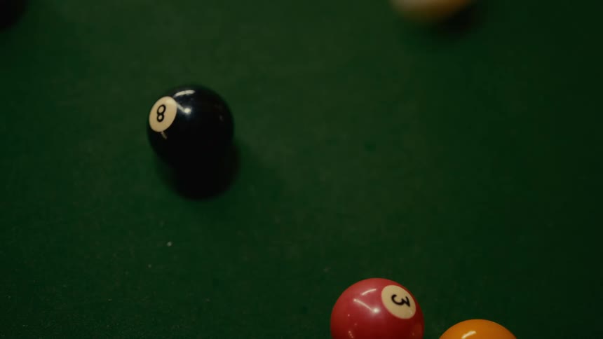 Snooker balls moving on the table