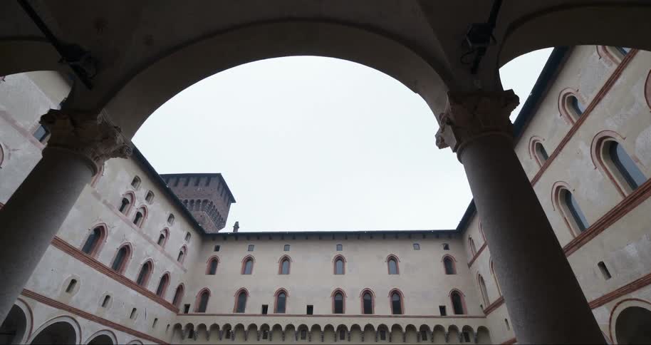 Exterior architecture of a classical building with patterned windows