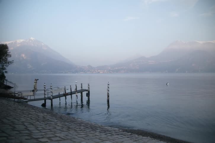 Sea landscape with mountains in the background