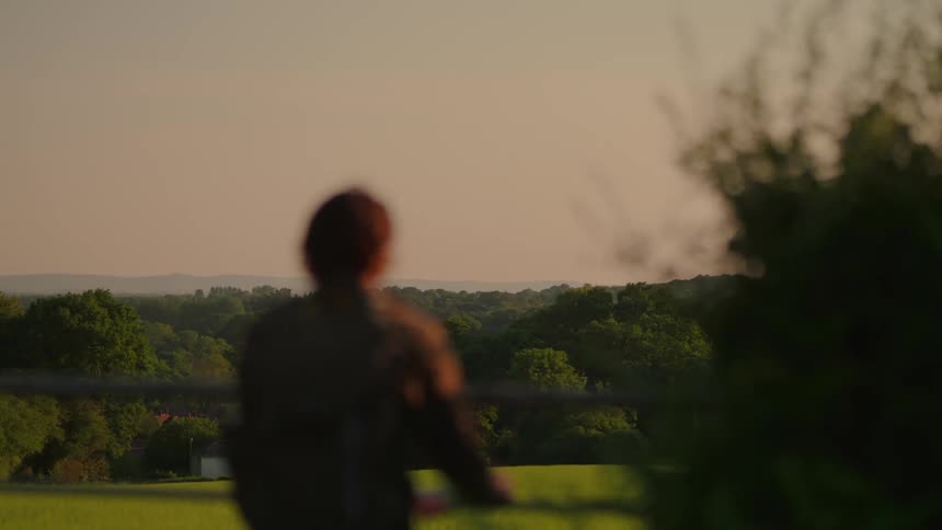 A man is looking out over the landscape