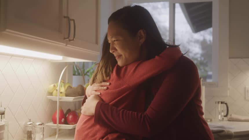 A footage of a mother and daughter hugging