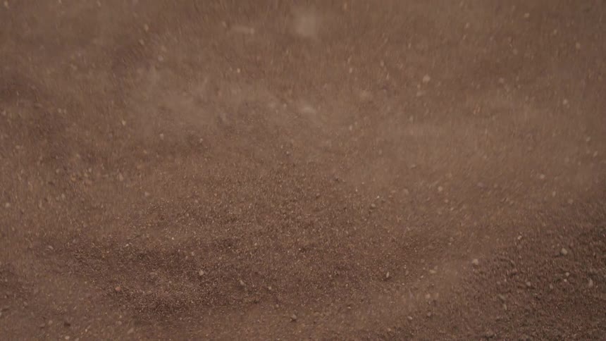 The dirt vibrates and jumps