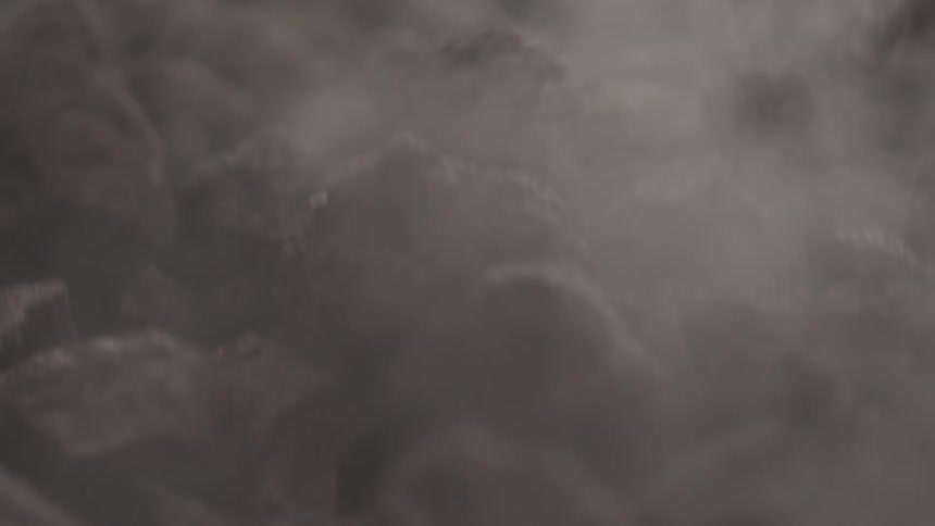 Abstract skipping stones covered in dust vapor