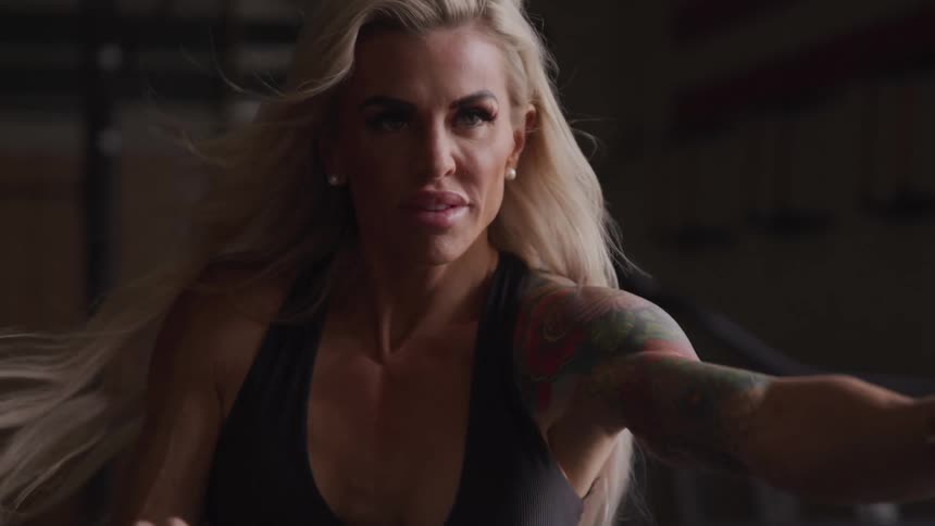 A footage of a lady exercising