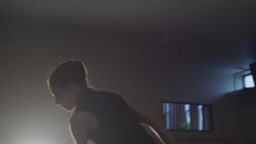 Ballerina spinning around and getting frustrated after getting the choreography wrong during a ballroom training session