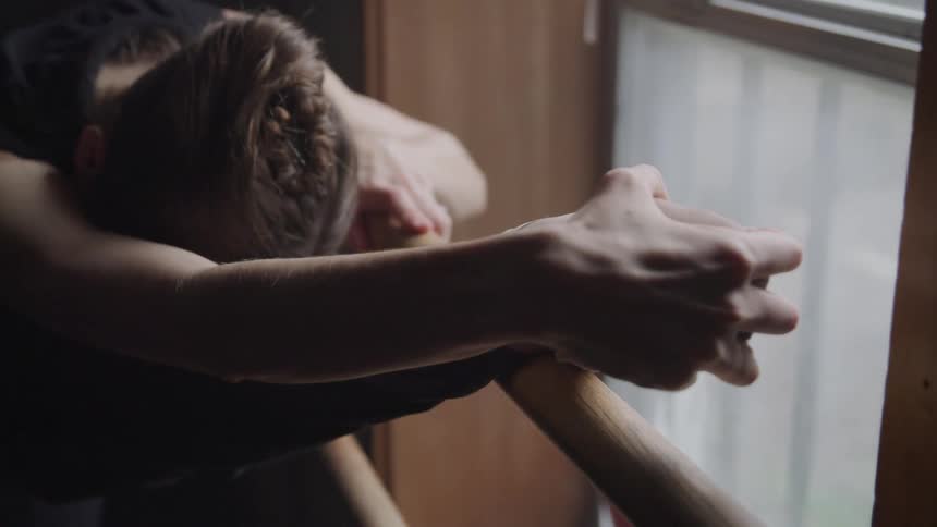 A footage of a lady stretching