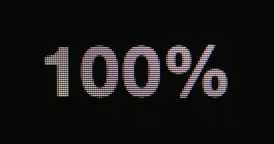 A number and percentage is typed on the screen