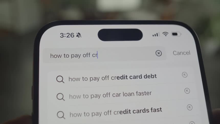 Searching how to pay off debt on search bar on cell phone