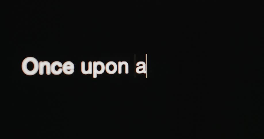 Cursor moves across the screen as the phrase once upon a time is entered