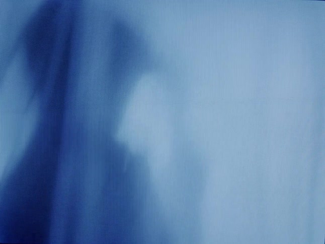 Person showering behind a filmy curtain casts a silhouette on its fabric