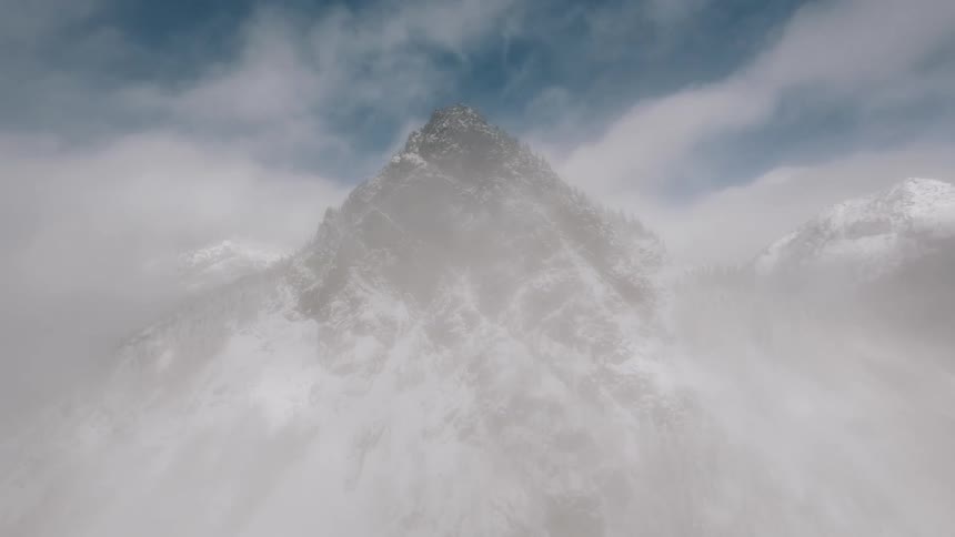 A footage of an ice mountain tip