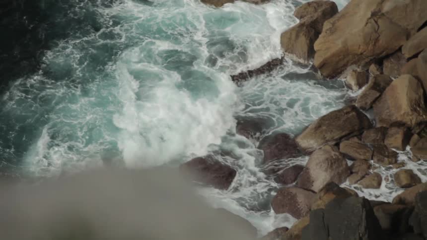 Waves crashing against rocks