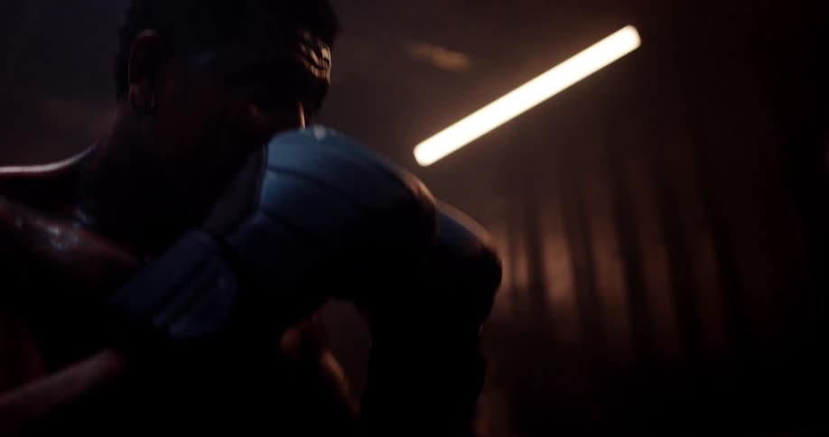A footage of a person boxing