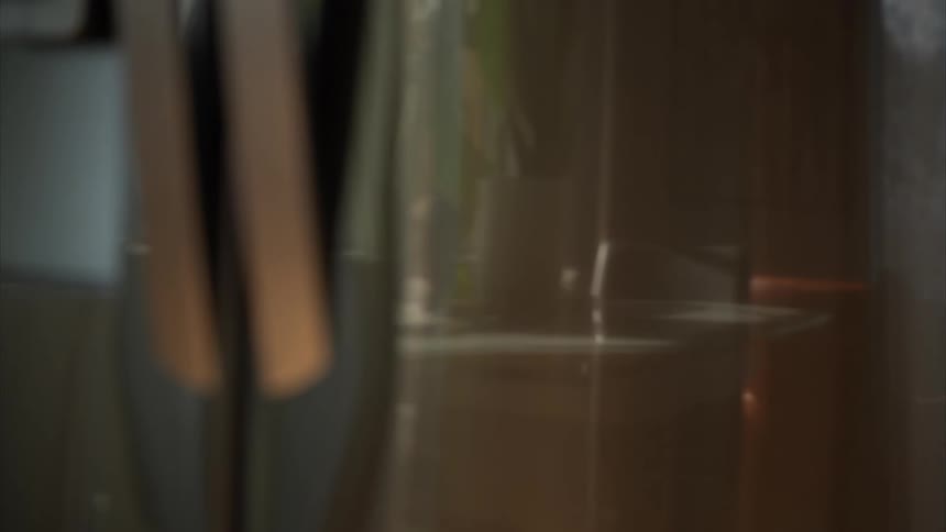 The surface is reflecting a person running