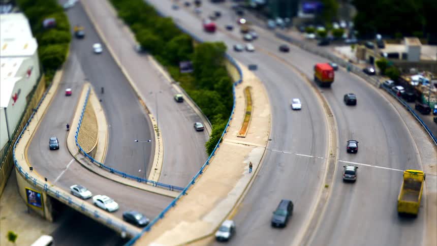 Highway with heavy vehicle traffic