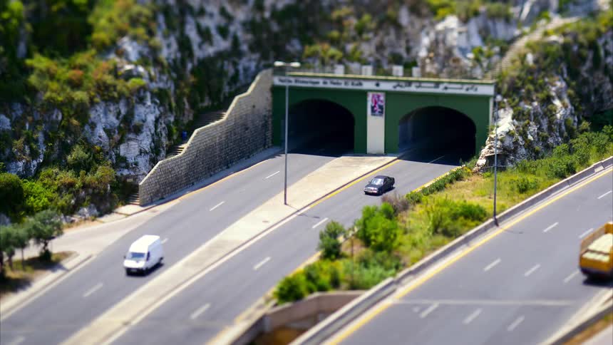 Traffic flows through the tunnel on the highway