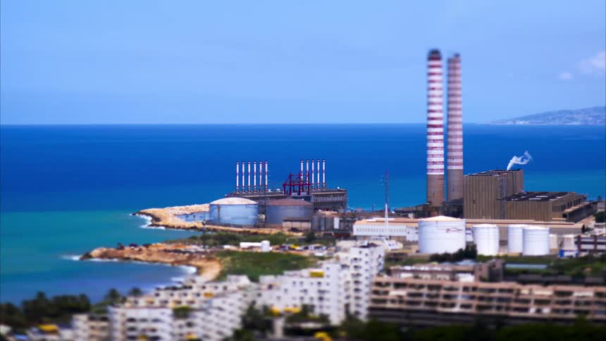 A factory near the ocean