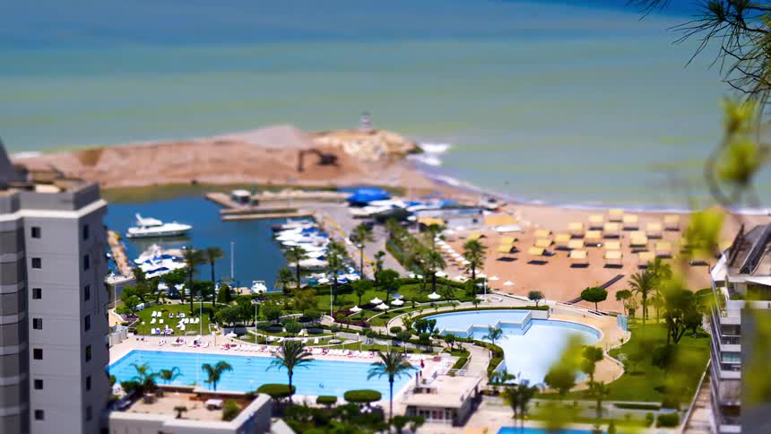 An aerial view of a beach