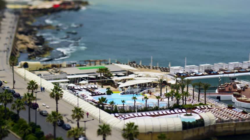 Landscape of a water park by the sea