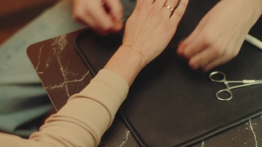 A clip of a person wearing a bracelet