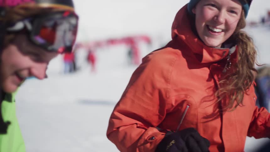 Skiers and snowboarders at a ski resort