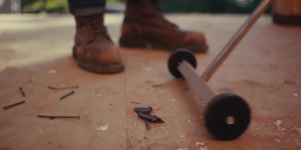 A footage of a person cleaning the floor