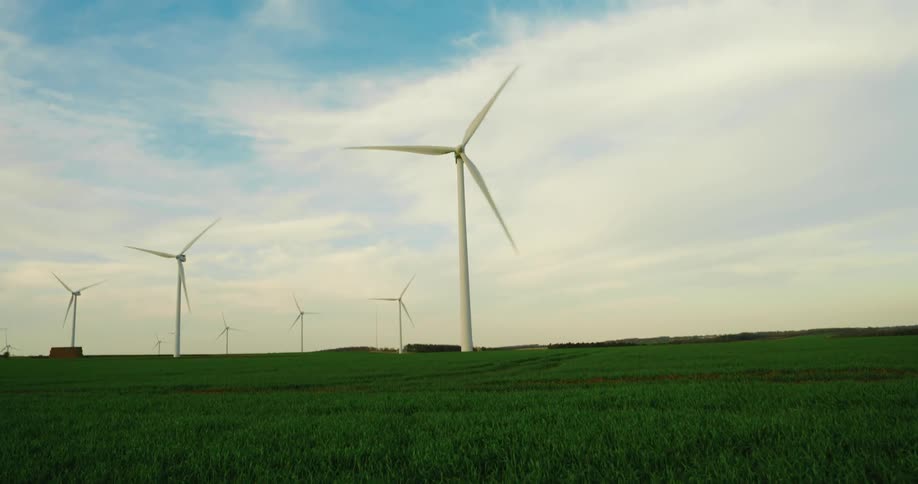 A footage of a windmill on a greenland