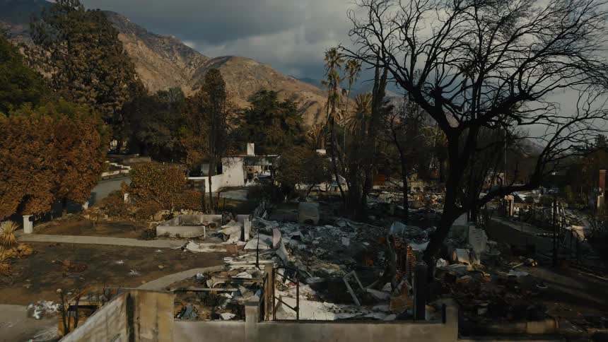 The homes are all completely burned down